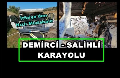  SEYİR HALİNDEKİ KAMYONET YANDI