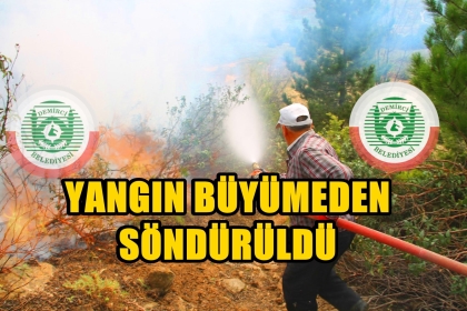 DEMİRCİ'DE YANGIN, EKİPLER'DEN ANINDA MÜDAHALE