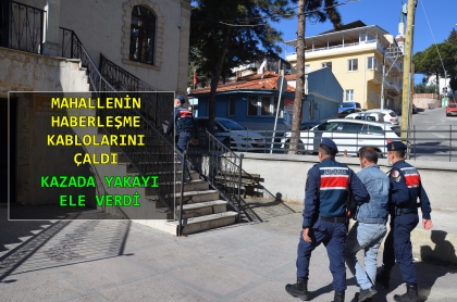 DEMİRCİ JANDARMA KABLO HIRSIZINI YAKALADI