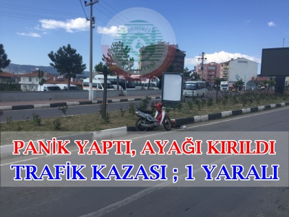 PANİK YAPTI, AYAĞI KIRILDI. TRAFİK KAZASI